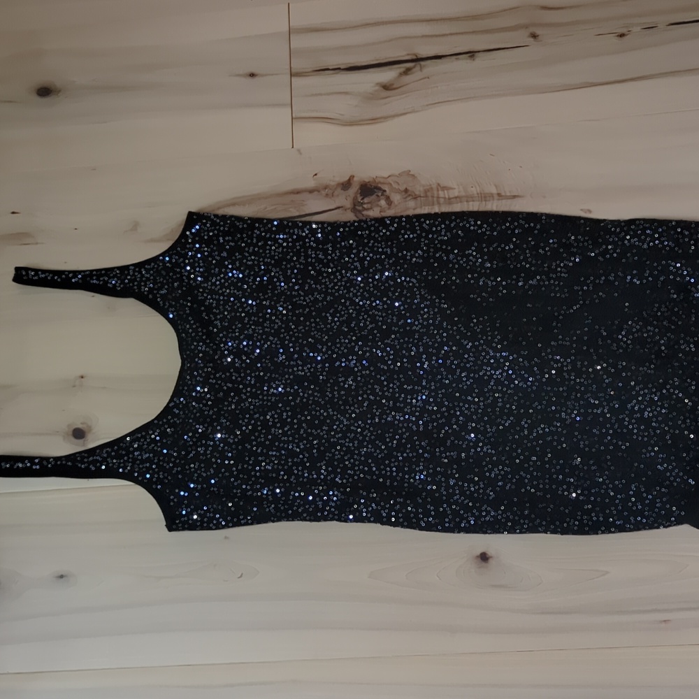 Express Black Silver Shimmer Sparkle Sleeveless Bodycon Holiday Dress xSmall